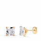 Boucles d'Oreilles Or 18 Carats 750/000 Jaune Carré Zirconium