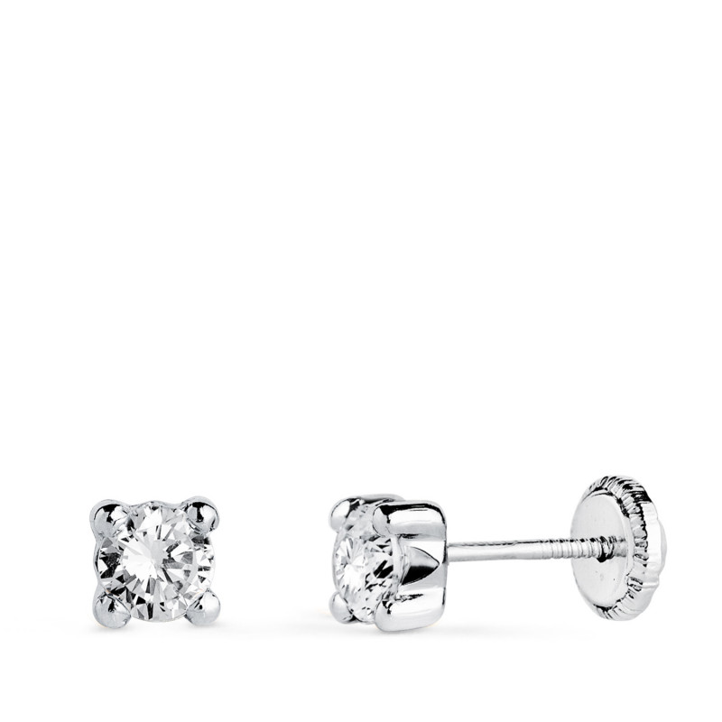 Boucles d'Oreilles Or 18 Carats 750/000 Blanc Zirconium