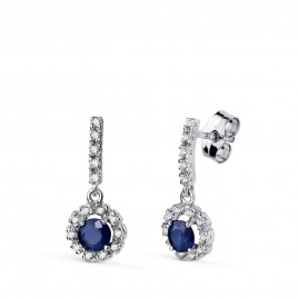 Boucles d'Oreilles Or 18 Carats 750/000 Blanc Saphir