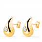 Boucles d'Oreilles Or 18 Carats 750/000 Jaune Goutte - Zirconium