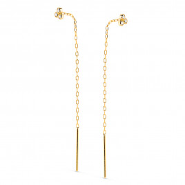 Boucles d'Oreilles Or 18 Carats 750/000 Jaune Pendantes - Zirconium