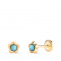 Boucles d'Oreilles Or 18 Carats 750/000 Jaune Fleur - Turquoise