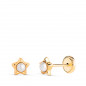 Boucles d'Oreilles Or 18 Carats 750/000 Jaune Étoile - Perle