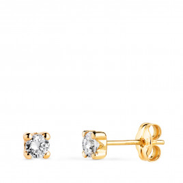 Boucles d'Oreilles Or 18 Carats 750/000 Jaune Zirconium