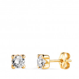 Boucles d'Oreilles Or 18 Carats 750/000 Jaune Zirconium