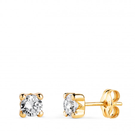 Boucles d'Oreilles Or 18 Carats 750/000 Jaune Zirconium