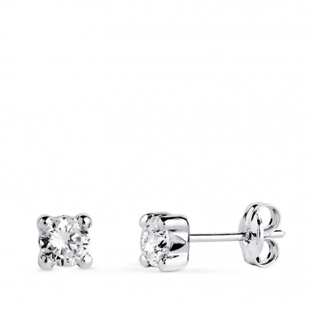 Boucles d'Oreilles Or 18 Carats 750/000 Blanc Zirconium