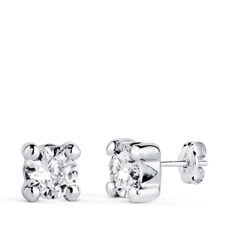 Boucles d'Oreilles Or 18 Carats 750/000 Blanc Zirconium