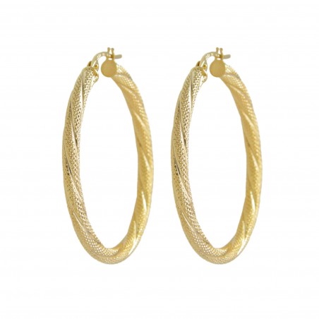 Boucles d'Oreilles Créoles Or Jaune Véritable - Femme