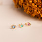 Boucles d'Oreilles Or 18 Carats 750/000 Jaune - Pierre Bleue et Zirconium