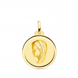 Médaille Or 18 Carats 750 Jaune Vierge Marie Jeune 2cm - Chaîne et Gravure Offerte