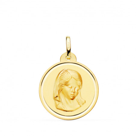 Médaille Or 18 Carats 750 Jaune Vierge Marie Jeune 2cm - Chaîne et Gravure Offerte