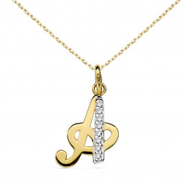 Collier - Pendentif Initiale Lettre "A" - Chaine Dorée