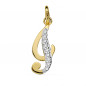 Pendentif Or 18 Carats 750 Serti de Zirconiums - Initiale Lettre "I" - Chaine Offerte