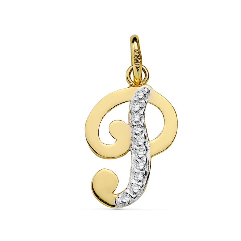 Pendentif Or 18 Carats 750 Serti de Zirconiums - Initiale Lettre "P" - Chaine Offerte