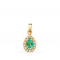 Pendentif Or 18 Carats 750 Jaune Topaze Paraiba et Zirconiums - Motif Goutte - Chaine Offerte