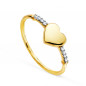 Bague Or 18 Carats 750 Jaune et Zirconiums - Motif Coeur