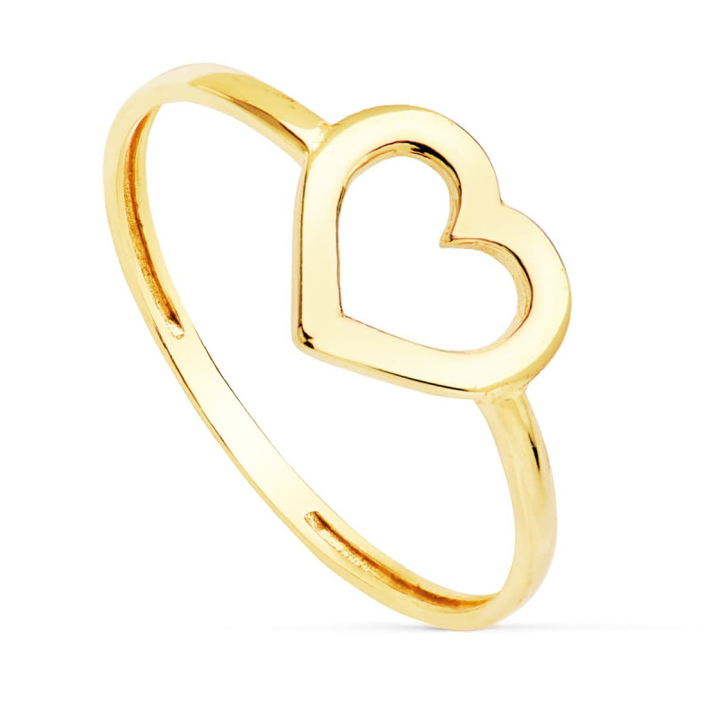 Bague Or 18 Carats 750 Jaune - Motif Coeur