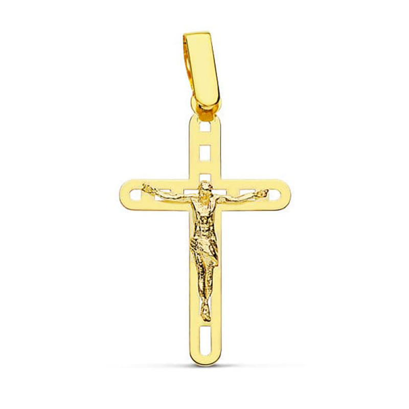 Pendentif  - Médaille Christ sur la Croix Or 18 Carats 750 Jaune - Chaine Offerte