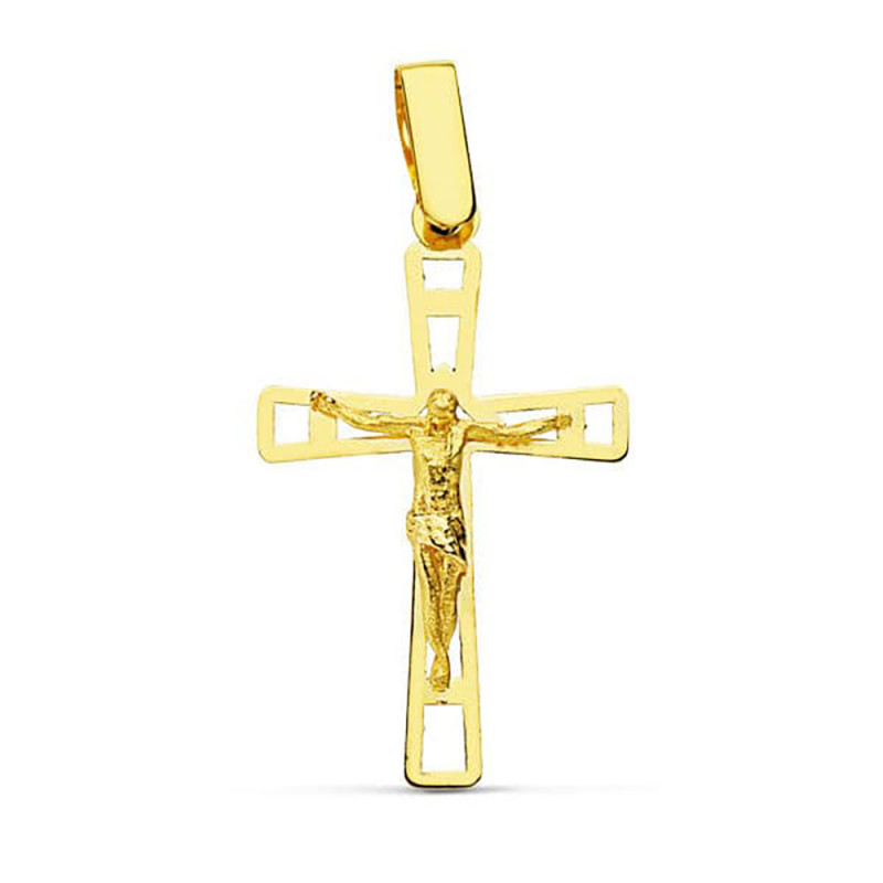 Pendentif  - Médaille Christ sur la Croix Or 18 Carats 750 Jaune - Chaine Offerte