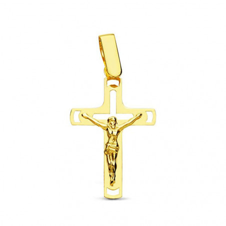 Pendentif  - Médaille Christ sur la Croix Or 18 Carats 750 Jaune - Chaine Offerte