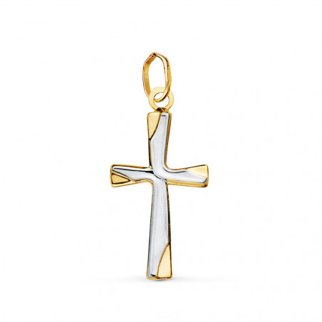 Pendentif - Médaille Croix Or 18 Carats 750/000 Bicolore - Chaine Offerte