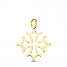 Pendentif Médaille Or 18 Carats 750 Jaune - Croix Occitane - Chaine Offerte