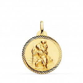 Médaille Or 18 Carats 750 Jaune Saint Christophe 22mm - Chaînes et Gravure Offertes