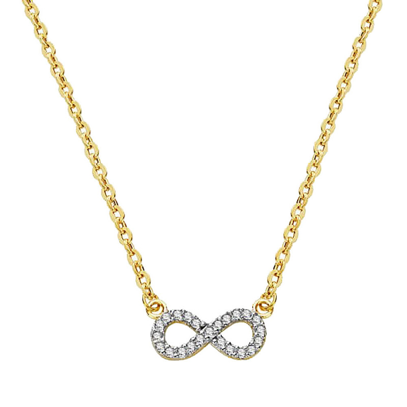 Collier Or 18 Carats 750 Bicolore Jaune et Blanc - Motif Infini / Infinity