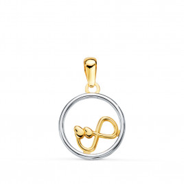 Pendentif Or 18 Carats 750 Bicolore Jaune et Blanc - Motif Infini / Infinity - Chaine Offerte