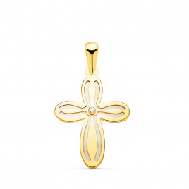 Pendentif - Médaille Croix Or 18 Carats 750 Jaune et Nacre - Chaine Offerte