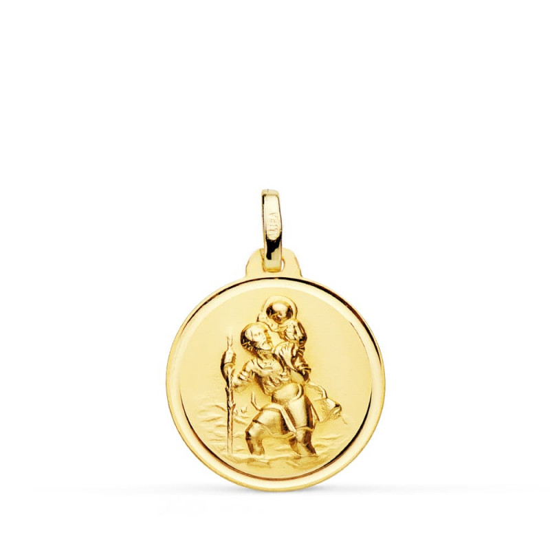 Médaille Or 18 Carats 750 Jaune Saint Christophe 18mm - Chaînes et Gravure Offertes