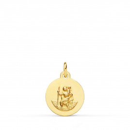 Médaille Or 18 Carats 750 Jaune Saint Christophe 12mm - Chaîne et Gravure Offertes