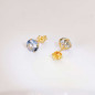 Boucles d'Oreilles Or 18 Carats 750 Jaune - Zirconiums Topaze Bleue