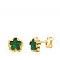 Boucles d'Oreilles Or 18 Carats 750 Jaune et Malachite - Fleur