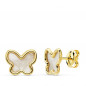 Boucles d'Oreilles Or 18 Carats 750 Jaune et Nacre - Papillons