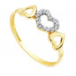 Bague Or 18 Carats 750 Jaune et Zirconiums - Motif Coeur