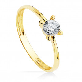 Bague Or 18 Carats 750 Jaune - Solitaire Zirconium