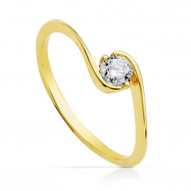 Bague Or 18 Carats 750 Jaune - Solitaire Zirconium