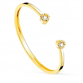 Bague Or 18 Carats 750 Jaune - Sertie de Diamants - Ouverte