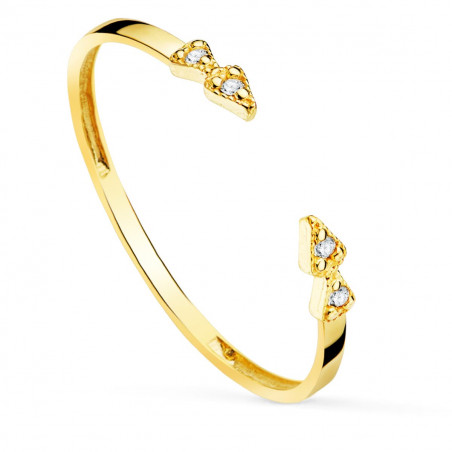 Bague Or 18 Carats 750 Jaune - Sertie de Diamants - Ouverte