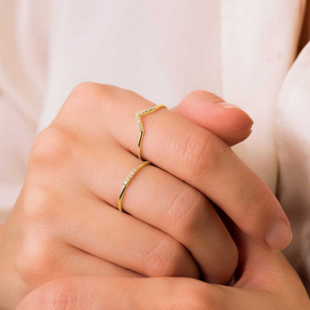 Bague Or 18 Carats 750 Jaune - Sertie de Diamants