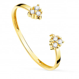 Bague Or 18 Carats 750 Jaune - Sertie de Diamants - Ouverte