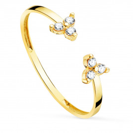 Bague Or 18 Carats 750 Jaune - Sertie de Diamants - Ouverte