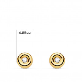 Boucles d'Oreilles Diamants Naturels 0.03 Carats - Or 18 Carats 750 Jaune - Puces Rondes