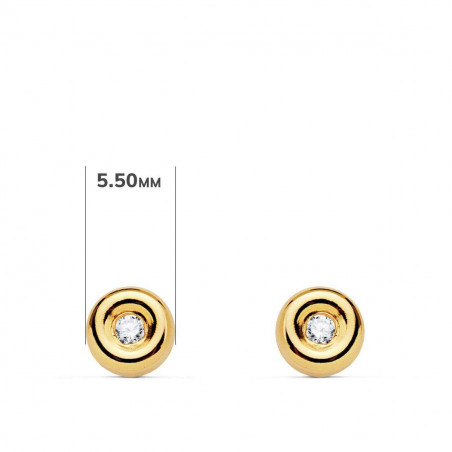 Boucles d'Oreilles Diamants Naturels 0.04 Carats - Or 18 Carats 750 Jaune - Puces Rondes