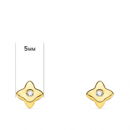 Boucles d'Oreilles Etoiles Solitaires Diamants Naturels 0.03 Carats - Or 18 Carats 750 Jaune