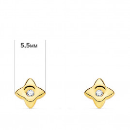 Boucles d'Oreilles Etoiles Solitaires Diamants Naturels 0.04 Carats - Or 18 Carats 750 Jaune