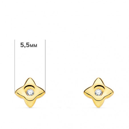 Boucles d'Oreilles Diamants Naturels 0.04 Carats - Or 18 Carats 750 Jaune - Puces Etoiles