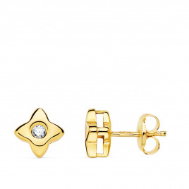 Boucles d'Oreilles Etoiles Solitaires Diamants Naturels 0.10 Carats - Or 18 Carats 750 Jaune